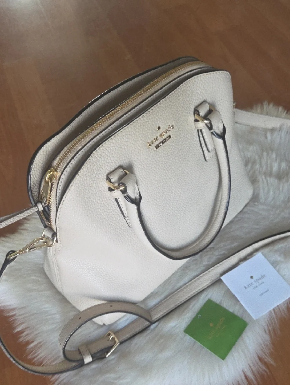 Kate Spade Pebbled Leather Jackson Street Satchel in Porcelain Medium